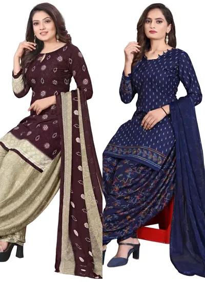 Crepe Dress Material with Dupatta For Women (Combo pack of 2)