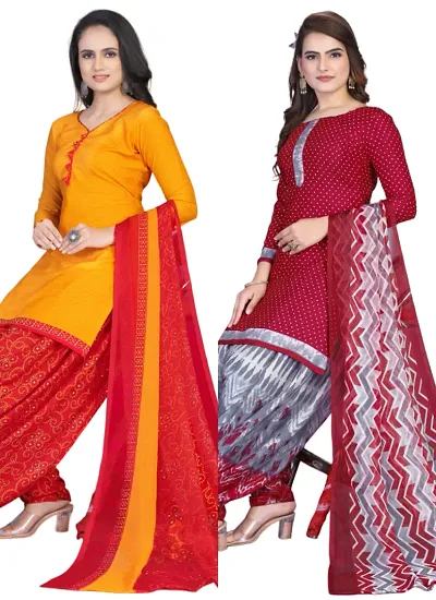 Crepe Dress Material with Dupatta For Women (Combo pack of 2)