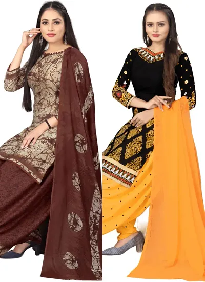 Stylish Crepe Digital Printed Unstitched Suits - pack of 2