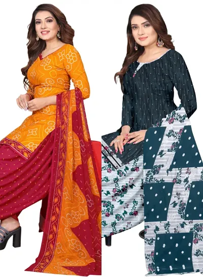 Crepe Dress Material with Dupatta For Women (Combo pack of 2)