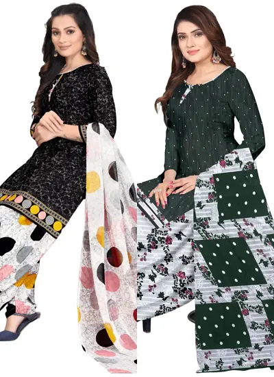 Crepe Dress Material with Dupatta For Women (Combo pack of 2)