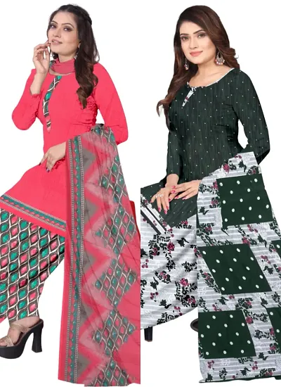 Crepe Dress Material with Dupatta For Women (Combo pack of 2)