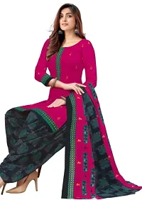 Elegant Pink Rayon Ethnic Print Dress Material with Dupatta For Women-thumb1