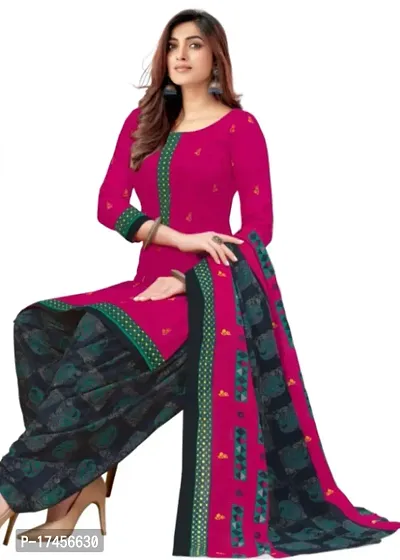 Elegant Pink Rayon Ethnic Print Dress Material with Dupatta For Women-thumb2