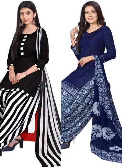 Crepe Dress Material with Dupatta For Women (Combo pack of 2)