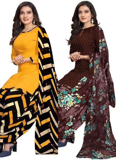 Crepe Dress Material with Dupatta For Women (Combo pack of 2)