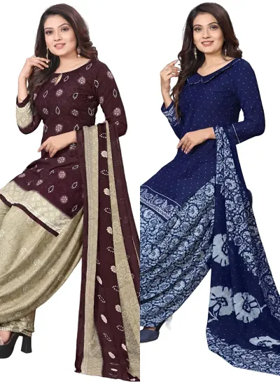 Crepe Dress Material with Dupatta For Women (Combo pack of 2)