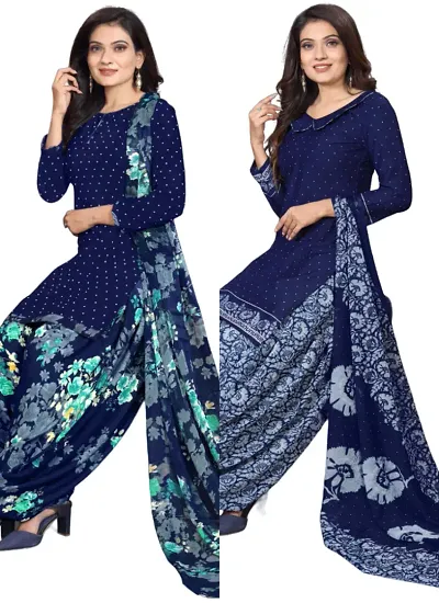 Stylish Crepe Printed Dress Material with Dupatta Combo pack of 2