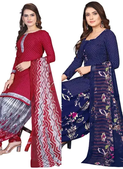 Crepe Dress Material with Dupatta For Women (Combo pack of 2)