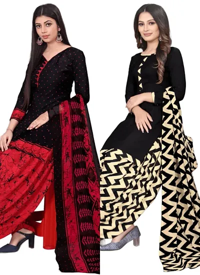 Crepe Dress Material with Dupatta For Women (Combo pack of 2)