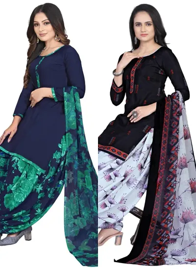 Crepe Dress Material with Dupatta For Women (Combo pack of 2)