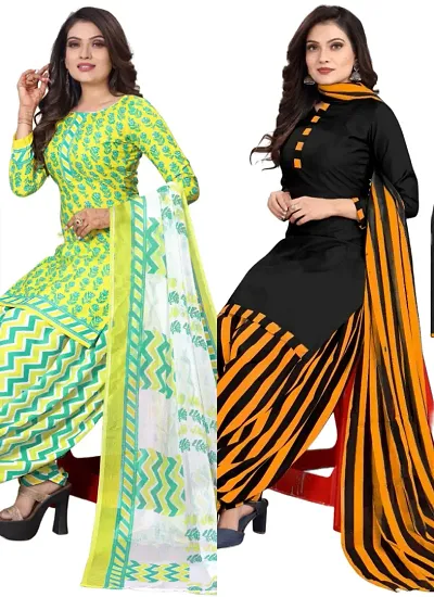 Crepe Dress Material with Dupatta For Women (Combo pack of 2)