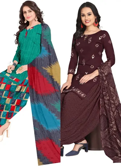 Crepe Dress Material with Dupatta For Women (Combo pack of 2)