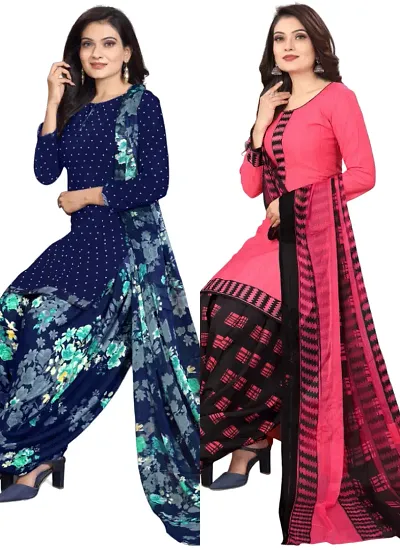 Stylish Crepe Digital Printed Unstitched Suits - pack of 2