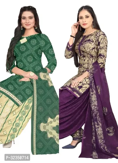 Stylish Cotton Blend Dress Material with Dupatta for Women Pack of 2-thumb0