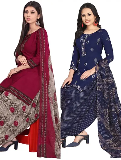 Crepe Dress Material with Dupatta For Women (Combo pack of 2)