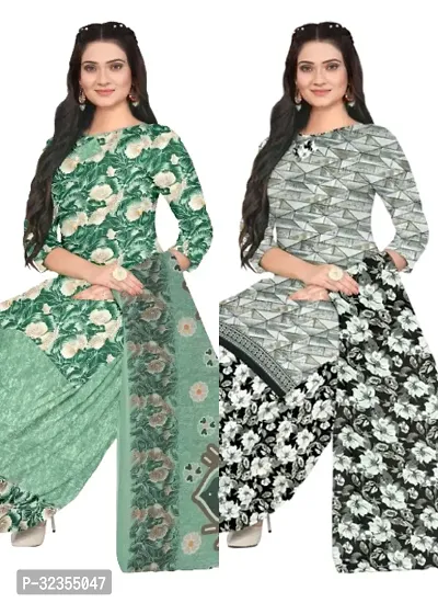 Elegant Cotton Printed Dress Material with Dupatta For Women Pack of 2-thumb0