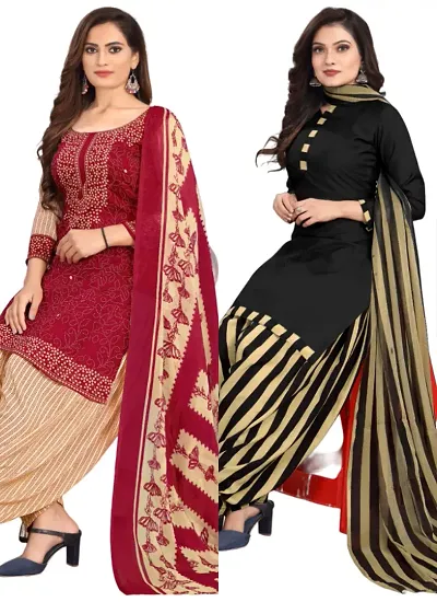 Crepe Dress Material with Dupatta For Women (Combo pack of 2)