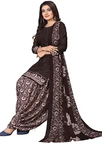 Brown  Red Crepe Printed Dress Material with Dupatta For Women (Combo pack of 2)-thumb1