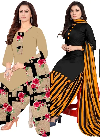 Crepe Dress Material with Dupatta For Women (Combo pack of 2)