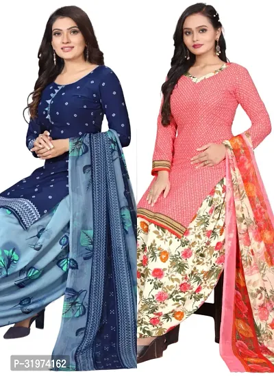 Beautiful Cotton Blend Unstitched Dress Material with Dupatta (Pack of 2)-thumb0