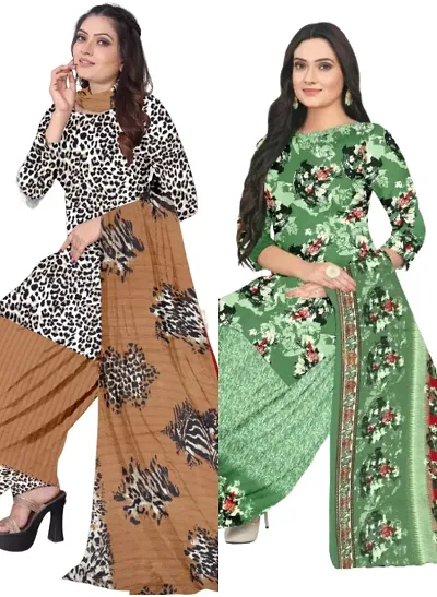 Stylish Cotton Blend Printed Unstitched Suits - Pack of 2