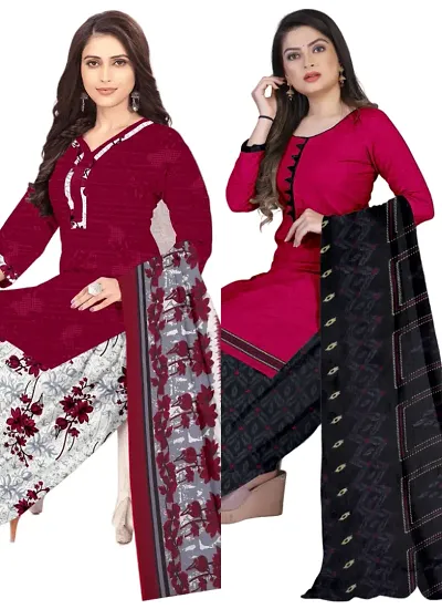 Elegant Crepe Digital Dress Material with Dupatta For Women