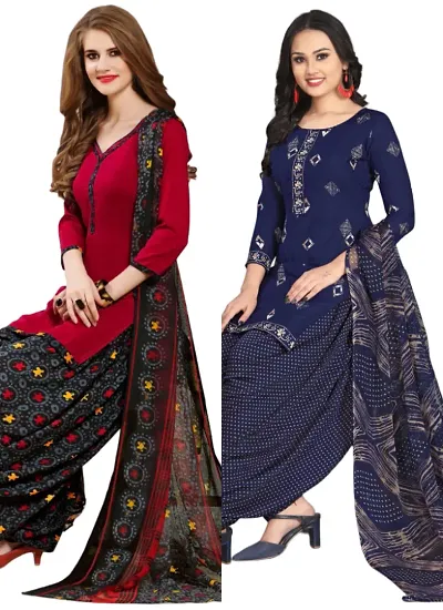 Crepe Dress Material with Dupatta For Women (Combo pack of 2)