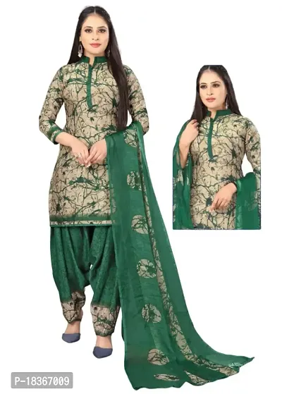 Navy Blue  Beige Crepe Printed Dress Material with Dupatta For Women (Combo pack of 2)-thumb3