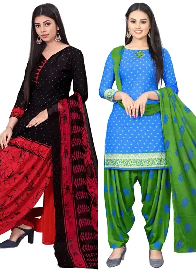 Crepe Dress Material with Dupatta For Women (Combo pack of 2)