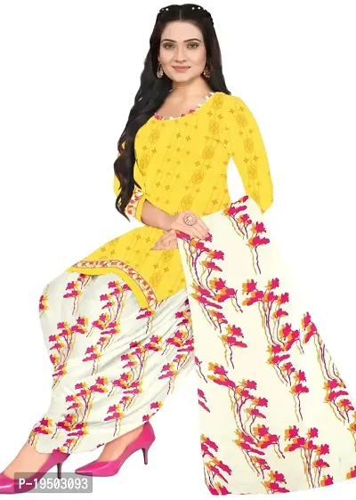 Beige  Yellow Crepe Printed Dress Material with Dupatta For Women (Combo pack of 2)-thumb3