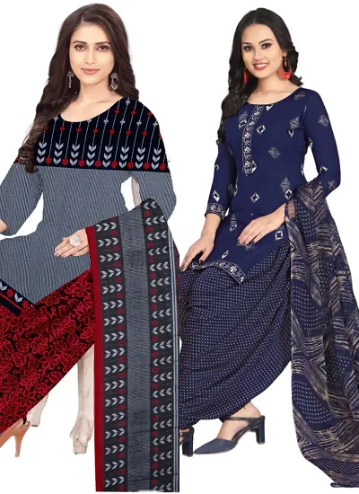 Crepe Dress Material with Dupatta For Women (Combo pack of 2)