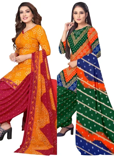 Crepe Dress Material with Dupatta For Women (Combo pack of 2)