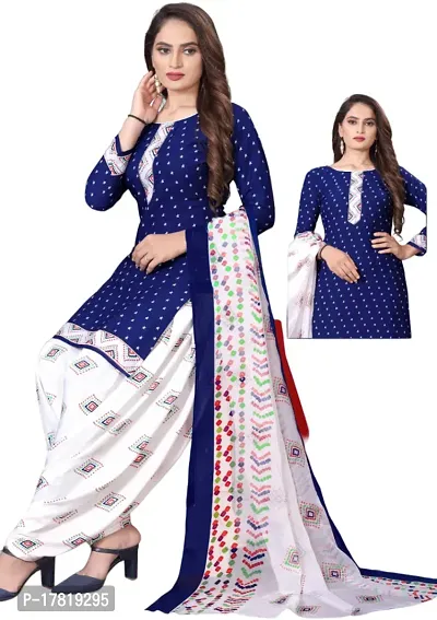 Elegant Multicoloured Crepe Digital Printed Dress Material with Dupatta For Women-thumb3