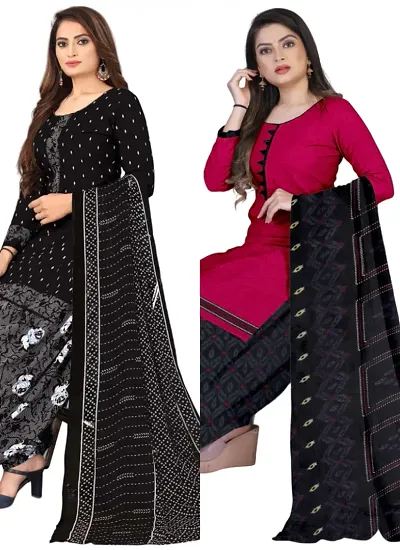 Crepe Dress Material with Dupatta For Women (Combo pack of 2)