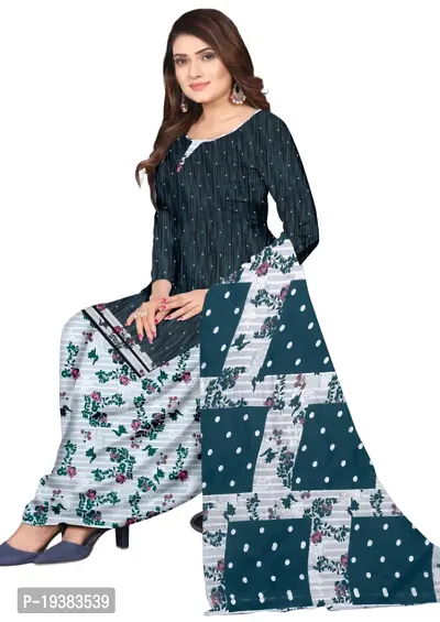 Navy Blue  Multicolor Crepe Printed Dress Material with Dupatta For Women (Combo pack of 2)-thumb3