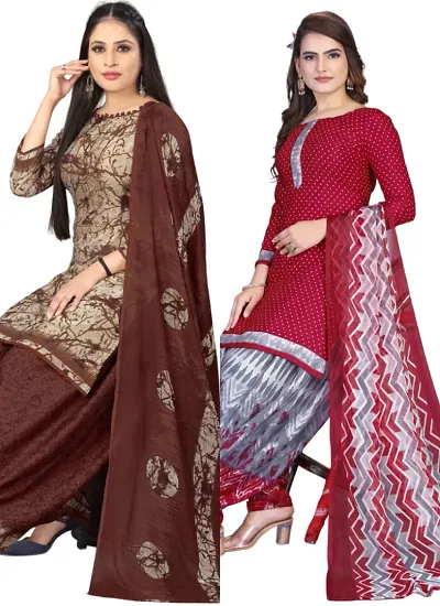 Crepe Dress Material with Dupatta For Women (Combo pack of 2)