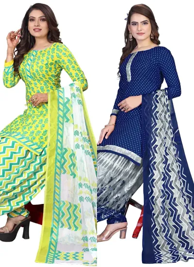 Crepe Dress Material with Dupatta For Women (Combo pack of 2)