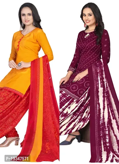 Buy S SALWAR STUDIO Women's Pack of 2 Synthetic Printed Unstitched Dress  Material Combo-SOM-0066903 at Amazon.in