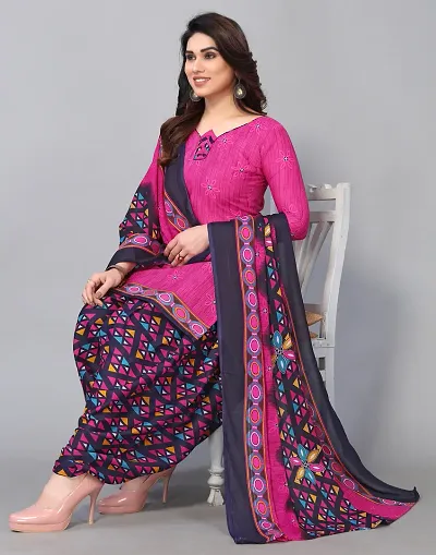 Elegant Floral Print Dress Material with Dupatta For Women