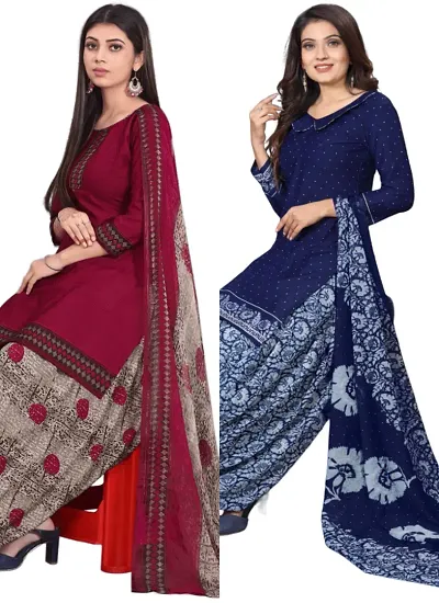 Crepe Dress Material with Dupatta For Women (Combo pack of 2)