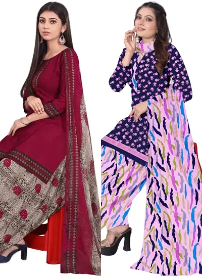 Crepe Dress Material with Dupatta For Women (Combo pack of 2)