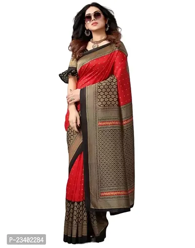 Stylish Art Silk Red Printed Kanjeevaram Saree with Blouse piece-thumb3