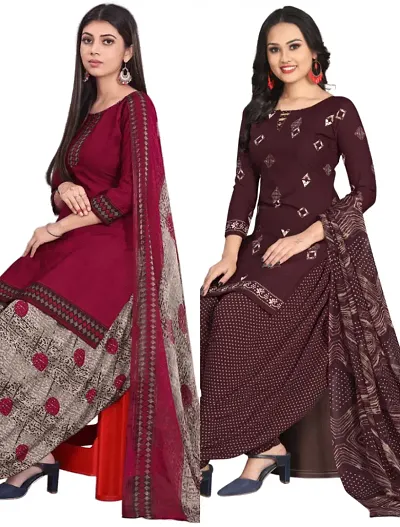 Crepe Dress Material with Dupatta For Women (Combo pack of 2)