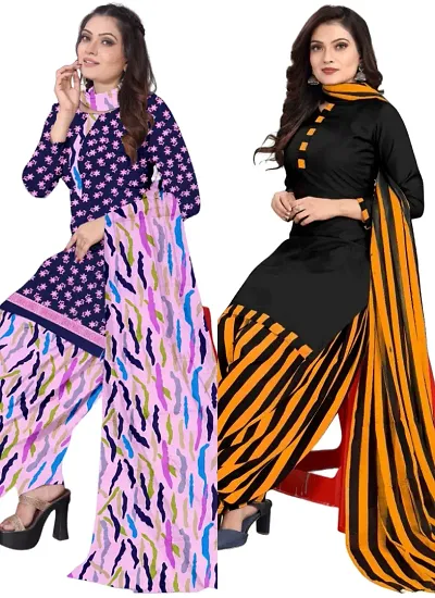 Crepe Dress Material with Dupatta For Women (Combo pack of 2)