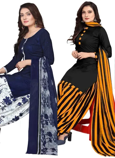 Elegant Crepe Digital Dress Material with Dupatta For Women