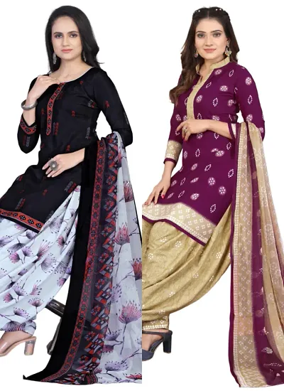 Stylish Crepe Digital Printed Unstitched Suits - pack of 2