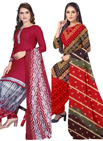 Crepe Dress Material with Dupatta For Women (Combo pack of 2)