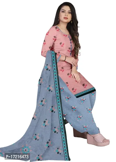 Elegant Pink Crepe Printed Dress Material with Dupatta For Women-thumb0