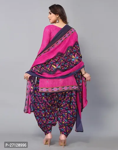 Elegant Pink Cotton Floral Print Dress Material with Dupatta For Women-thumb3